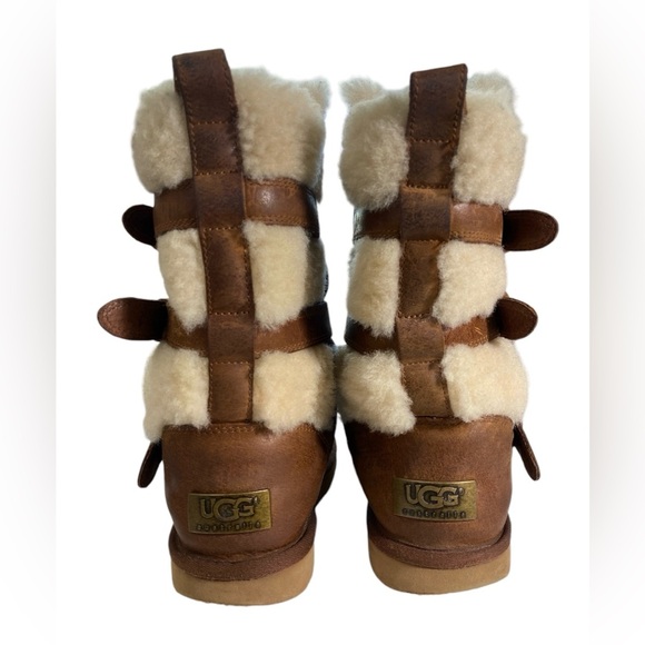 UGG Brown Ankle Boots with Cream Fur - Picture 6 of 12